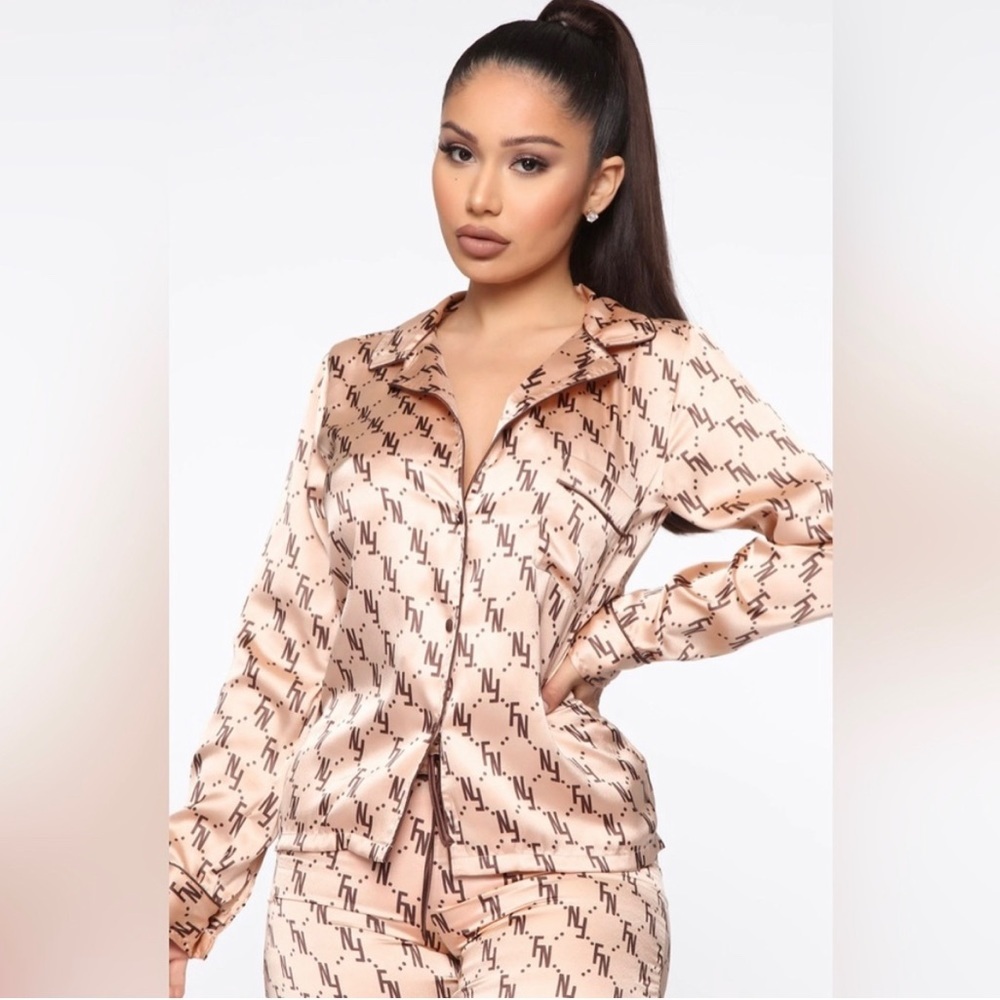 FASHION NOVA Women In Your FN Dreams Satin PJ Pant 2 Piece Set Plus Size 3X NWT
